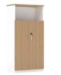 Armário AREZZO 160, alto, portas altas, branco e carvalho