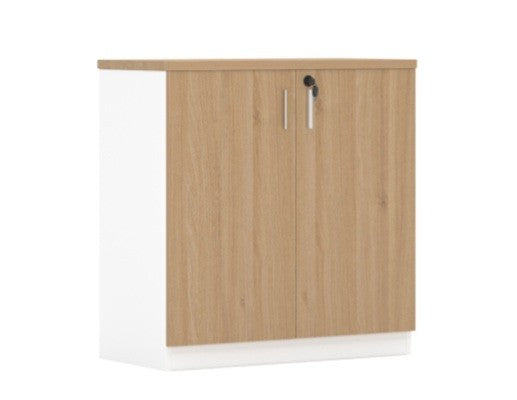 Armário AREZZO 80, baixo, portas, branco e carvalho