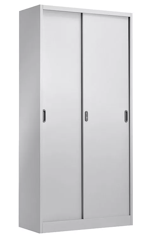 Armário metálico OLIMPO, portas de correr, cinza ral 7035, 90x46x185 cms