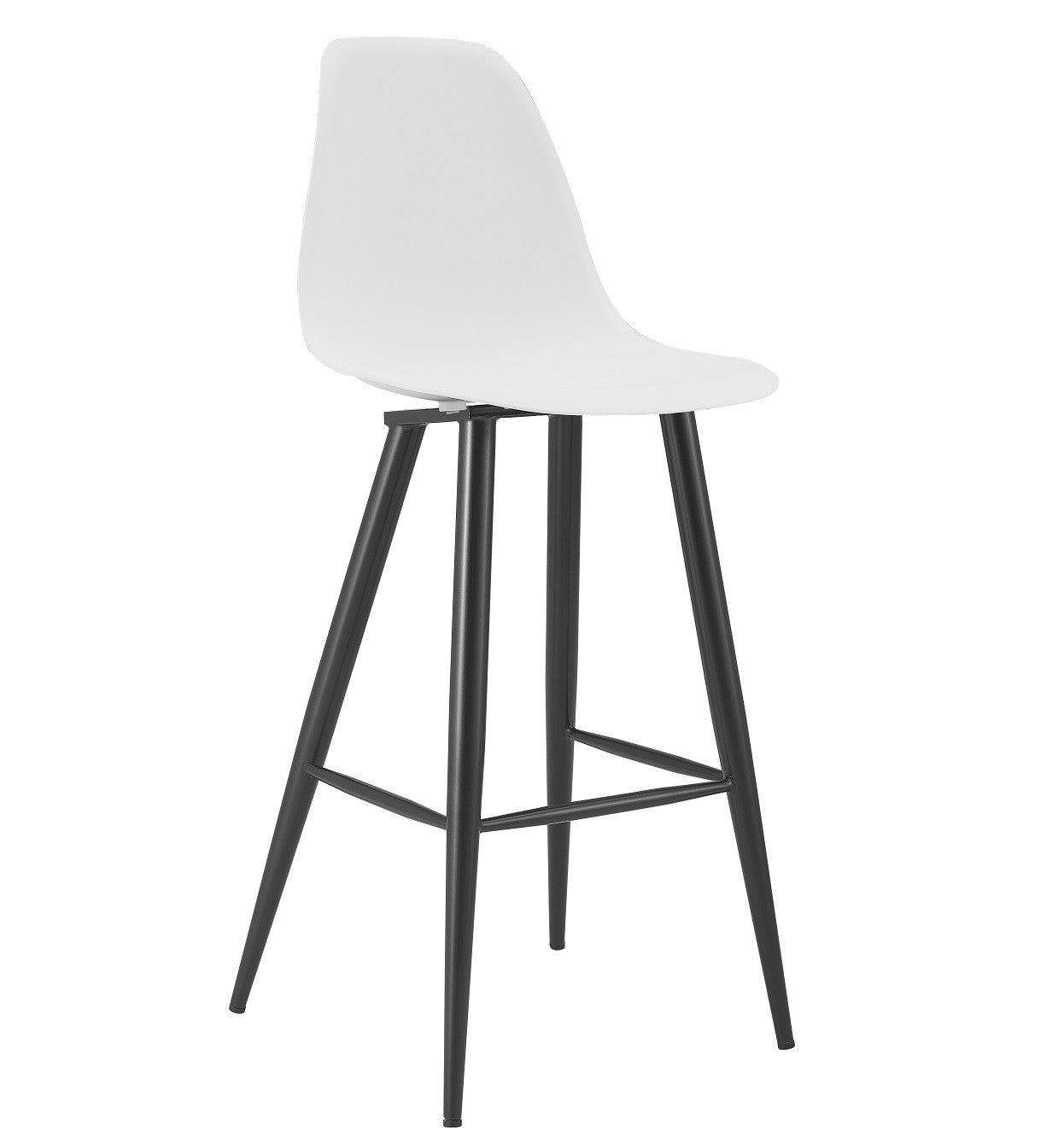 Banco bar CLUNY, metal cor preto, polipropileno branco