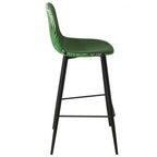 Banco bar HORUS NEW, metal, estofo em veludo verde, costas com motivos de folhagem a condizer