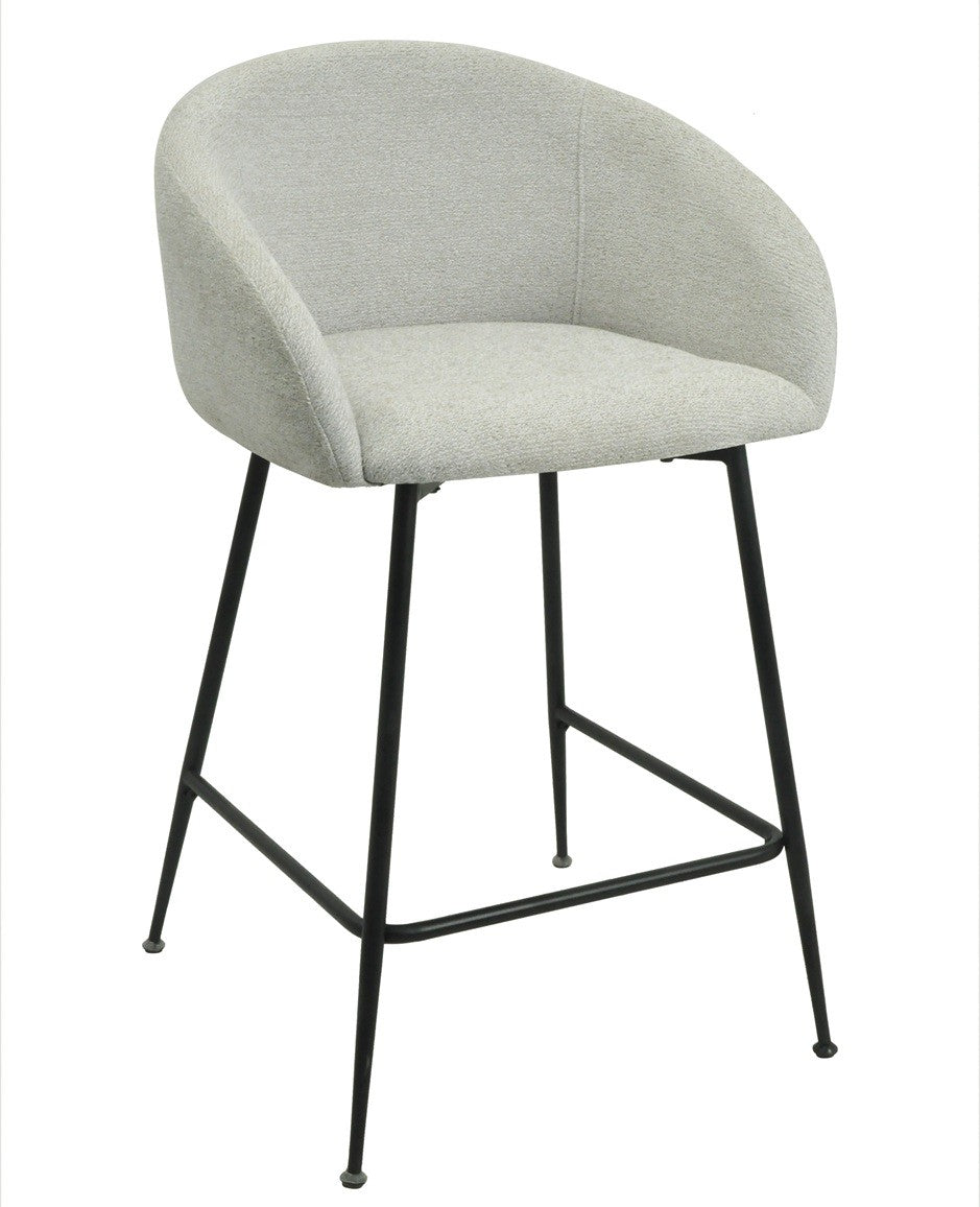 Banco bar LAUREN, metal, tecido linen cinza light