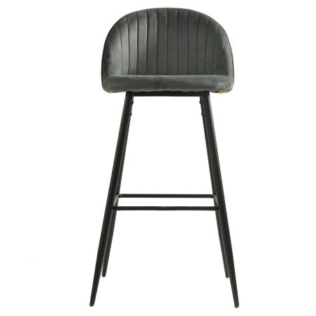 Banco bar PALM GREY, metal, tecido veludo cinza com palm