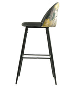 Banco bar PALM GREY, metal, tecido veludo cinza com palm