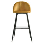 Banco bar PALM YELLOW, metal, tecido veludo amarelo com palm