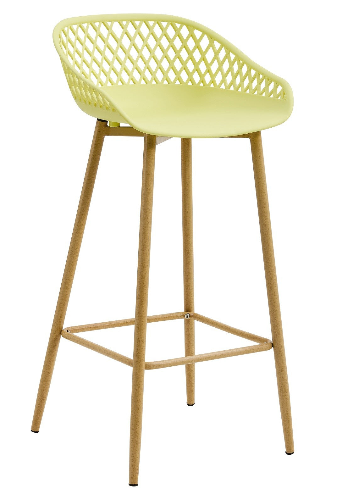 Banco bar STRAUSS, metal, polipropileno amarelo pastel
