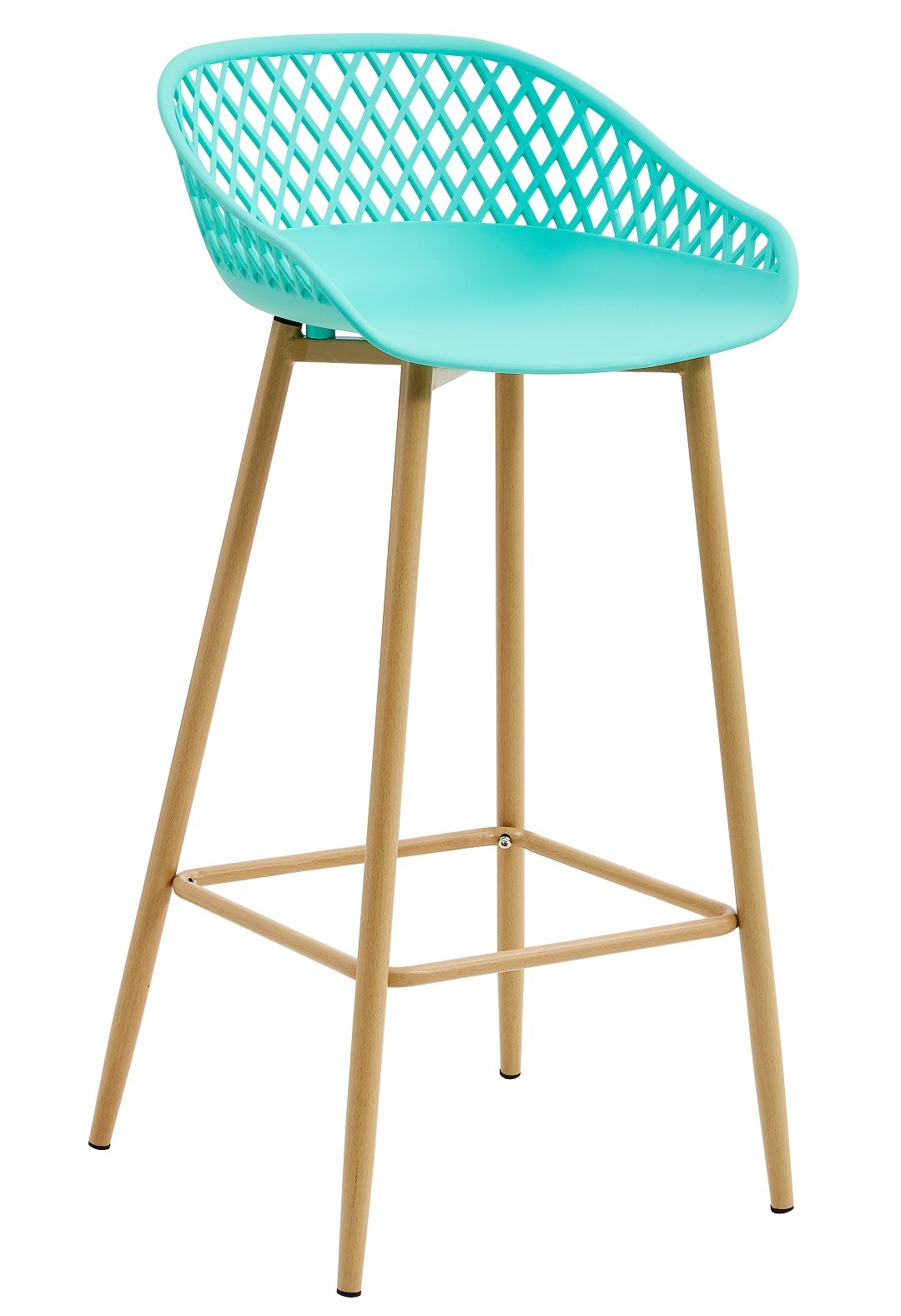 Banco bar STRAUSS, metal, polipropileno verde pastel