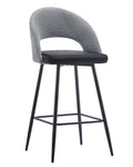 Banco de bar CLEO, metal, tecido houndstooth com preto