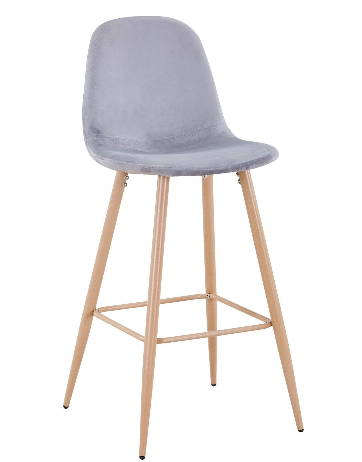 Banco de bar EPOQUE NEW, base de metal, veludo cinza 19