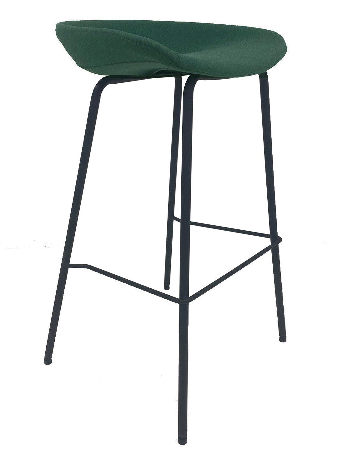 Banco de bar KIEL, metal, estofado tecido verde