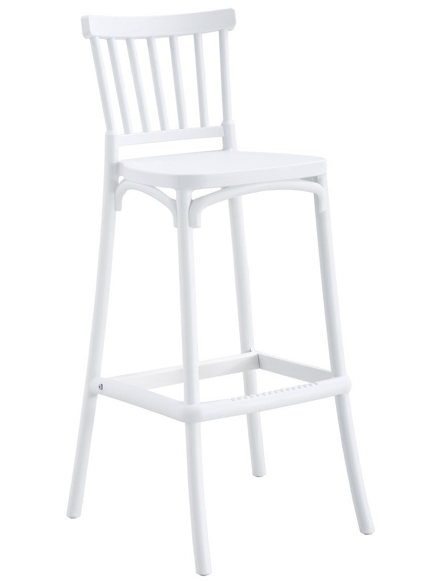 Banco de bar MILOS, tratamento anti UV, polipropileno branco