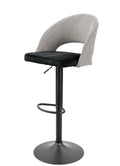 Banco de bar TEIDE, ajustável, metal preto, tecido houndstooth com preto