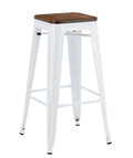 Banco de bar TOL EK WOOD, aço, branco, assento em madeira