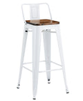 Banco de bar TOL R1 EK WOOD, aço, branco, assento em madeira
