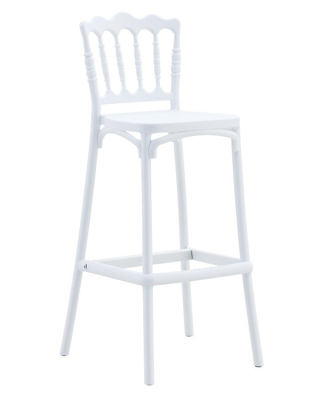 Banco de bar WEDDING, tratamento anti UV, polipropileno branco