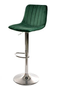 Banco de bar YUCCA, ajustável, metal cromado, tecido velvet verde