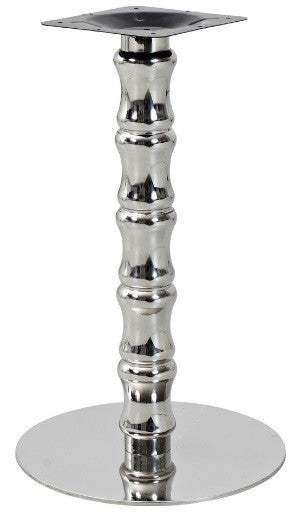 Base de mesa KARNAK, aço inoxidável, brilho polido, base 45 cms diâmetro, altura 72 cms
