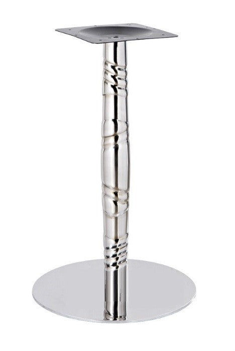 Base de mesa LUXOR, aço inoxidável, brilho polido, base 45 cms diâmetro, altura 72 cms