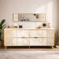 Buffet ELOISE, bilaminado mármore branco com detalhes dourados, 180 cms