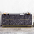 Buffet SIENA, bilaminado mármore preto com metal dourado, 180 cms