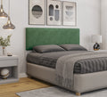 Cabeceira UNI 160, MDP cor branco, tecido velvet verde, 160x5x90 cms