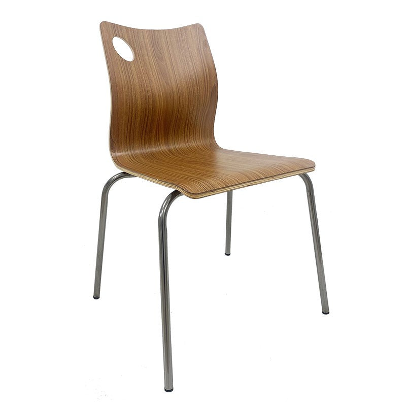 Cadeira AMELIE, aço inoxidável, laminado HPL, cor nogueira