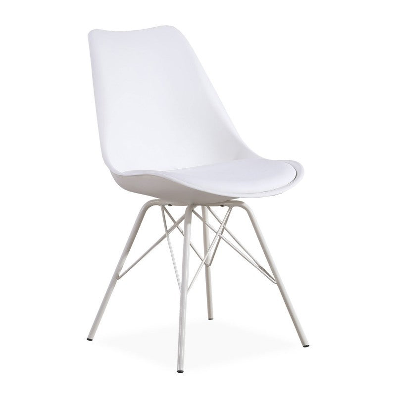 Cadeira BELLA NEW, metal, branca, coxim branco