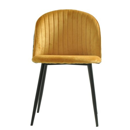 Cadeira CARNAVAL YELLOW, metal, tecido veludo amarelo com carnaval