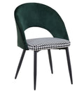 Cadeira CLEO, metal, tecido verde com houndstooth