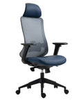 Cadeira de escritório ARANJUEZ, alto, preto, ergonômico, multifuncional, rede e assento azul