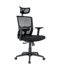 Cadeira de escritório NAIROBI, ergonómica, syncro, rede preta, assento tecido preto