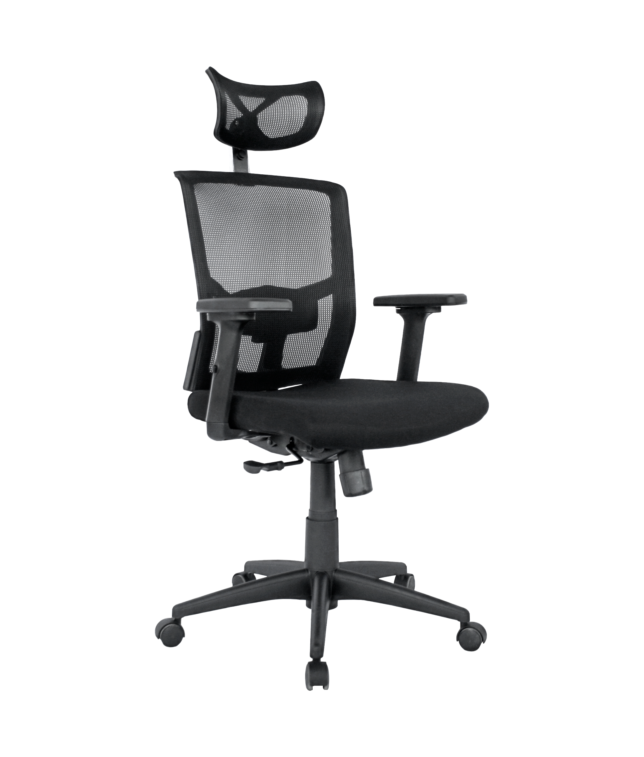 Cadeira de escritório NAIROBI, ergonómica, syncro, rede preta, assento tecido preto