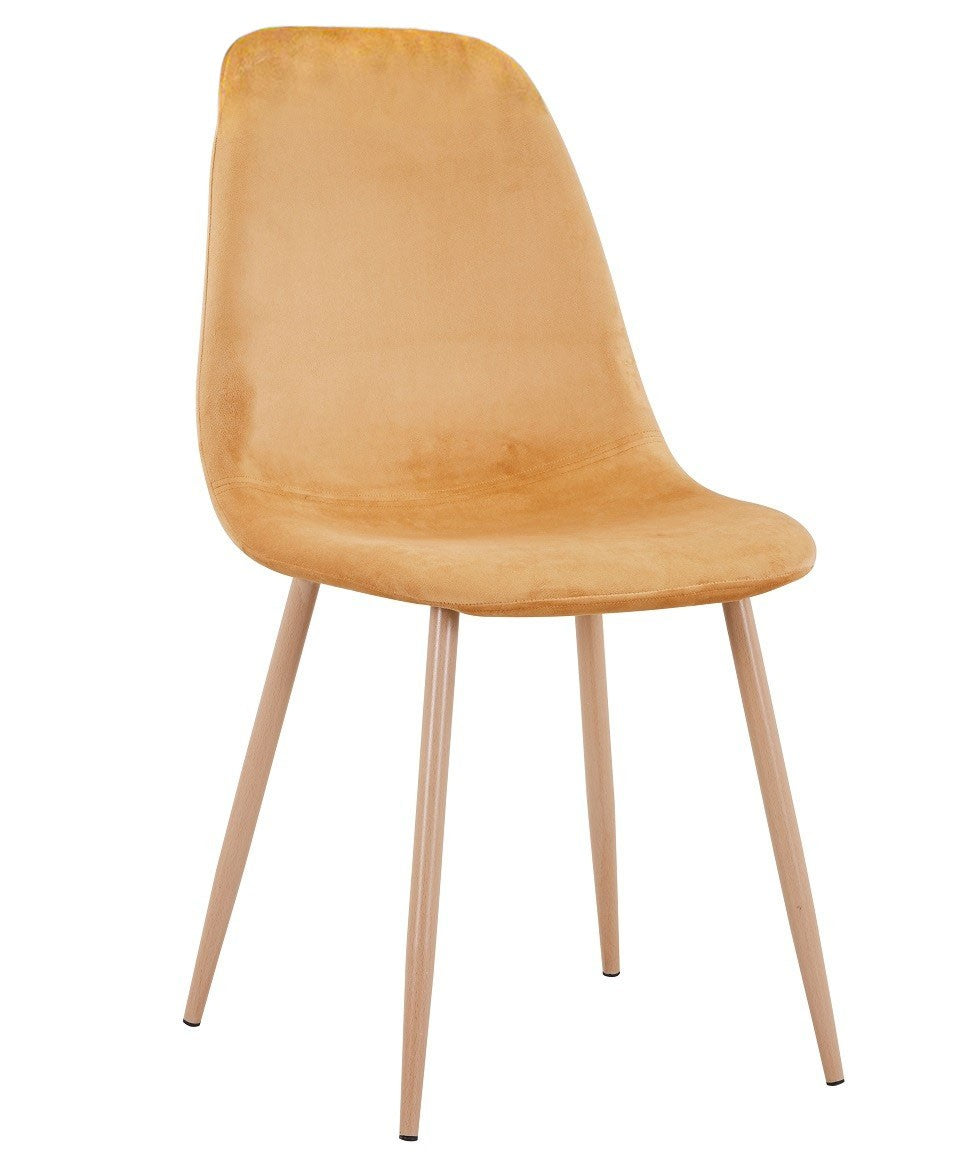 Cadeira EPOQUE NEW, base de metal, veludo amarelo mostarda 42