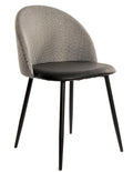 Cadeira ETNA, metal preto, tecido houndstooth e pele sintética preto