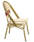 Cadeira GARNIER, empilhável, aluminio, ratán beige e vermelho