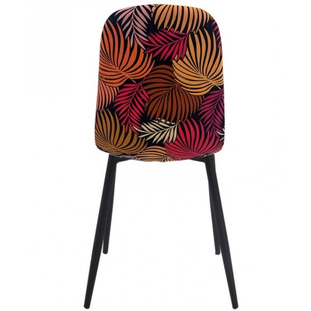 Cadeira HORUS NEW, em metal, estofo em veludo amarelo, costas com motivos florais a condizer