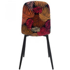 Cadeira HORUS NEW, em metal, estofo em veludo amarelo, costas com motivos florais a condizer