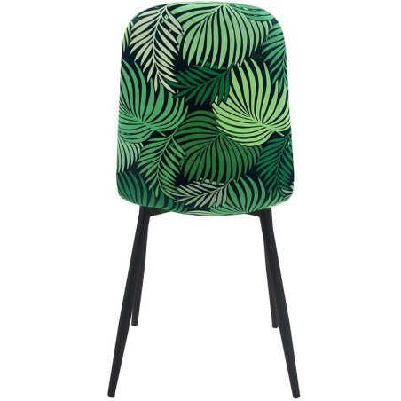 Cadeira HORUS NEW, metal, estofo em veludo verde, costas com motivos de folhagem a condizer
