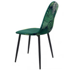 Cadeira HORUS NEW, metal, estofo em veludo verde, costas com motivos de folhagem a condizer
