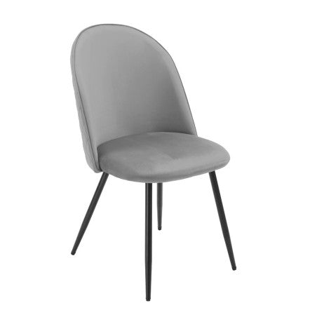 Cadeira MAGDA NEW, metal, tecido veludo cinza