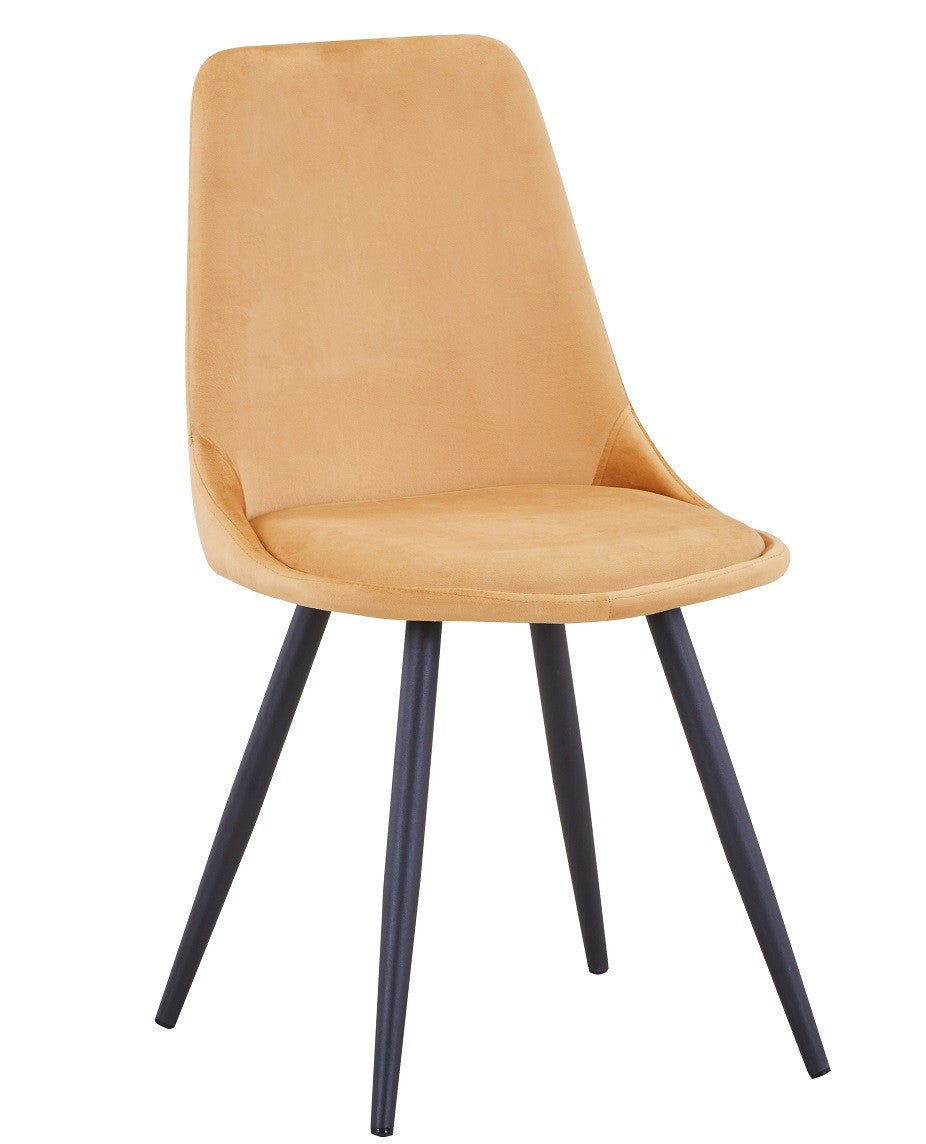 Cadeira OLD BLACK NEW, base de metal, veludo amarelo mostarda 42