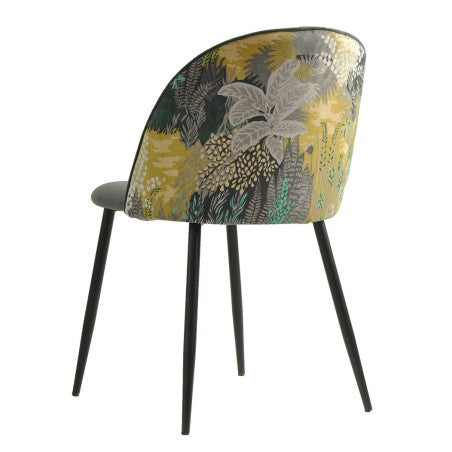 Cadeira PALM GREY, metal, tecido veludo cinza com palm