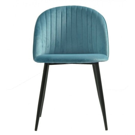 Cadeira PALM SKY BLUE, metal, tecido veludo azul com palm