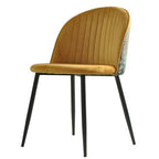 Cadeira PALM YELLOW, metal, tecido veludo amarelo com palm