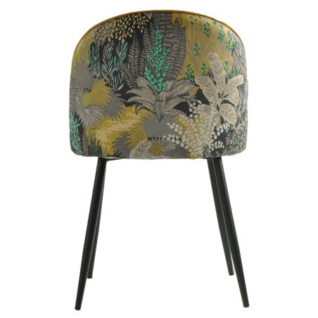 Cadeira PALM YELLOW, metal, tecido veludo amarelo com palm