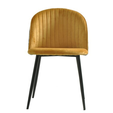 Cadeira PALM YELLOW, metal, tecido veludo amarelo com palm