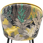 Cadeira PALM YELLOW, metal, tecido veludo amarelo com palm