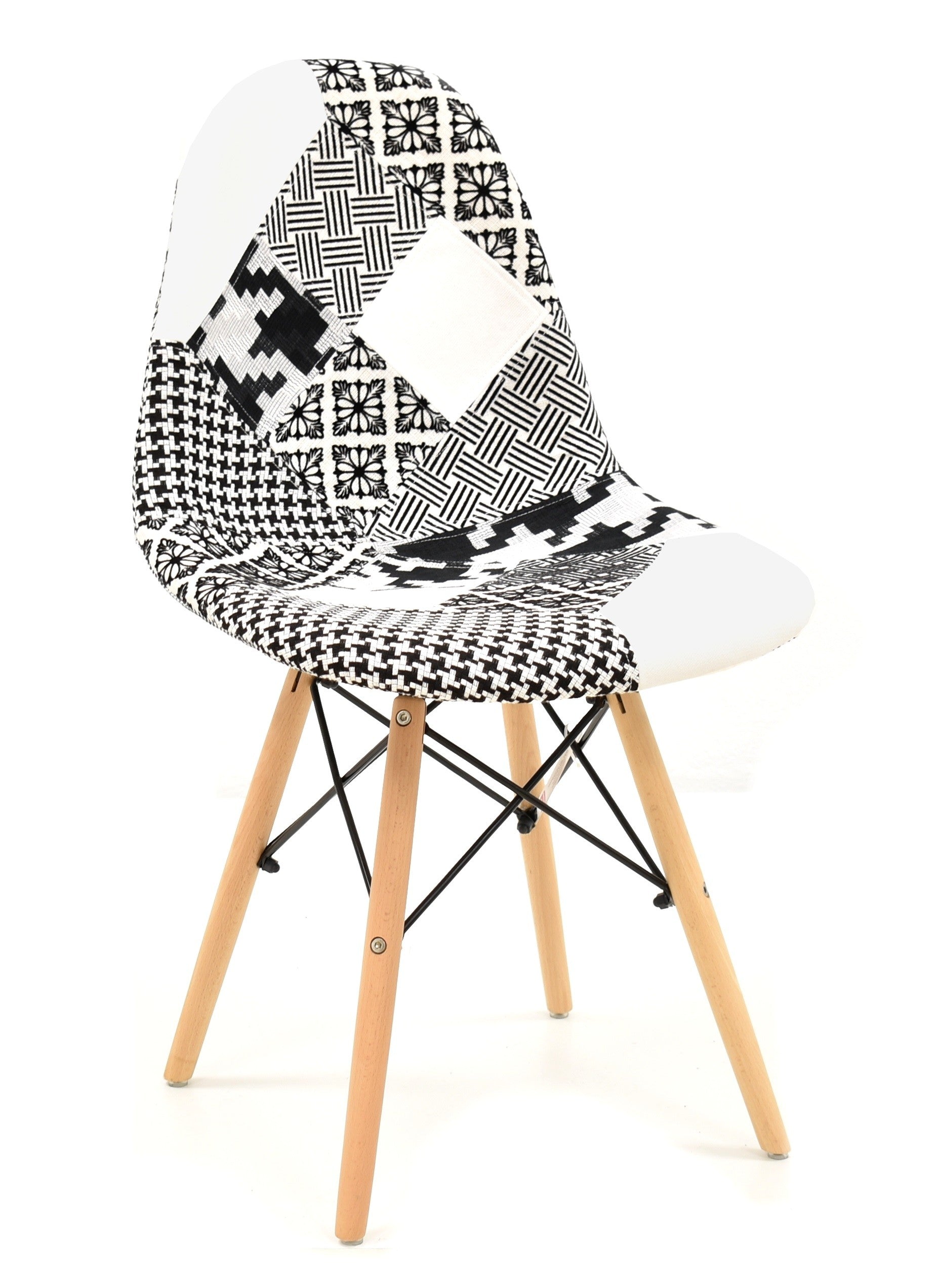 Cadeira STAR, madeira, tecido patchwork combi bgn