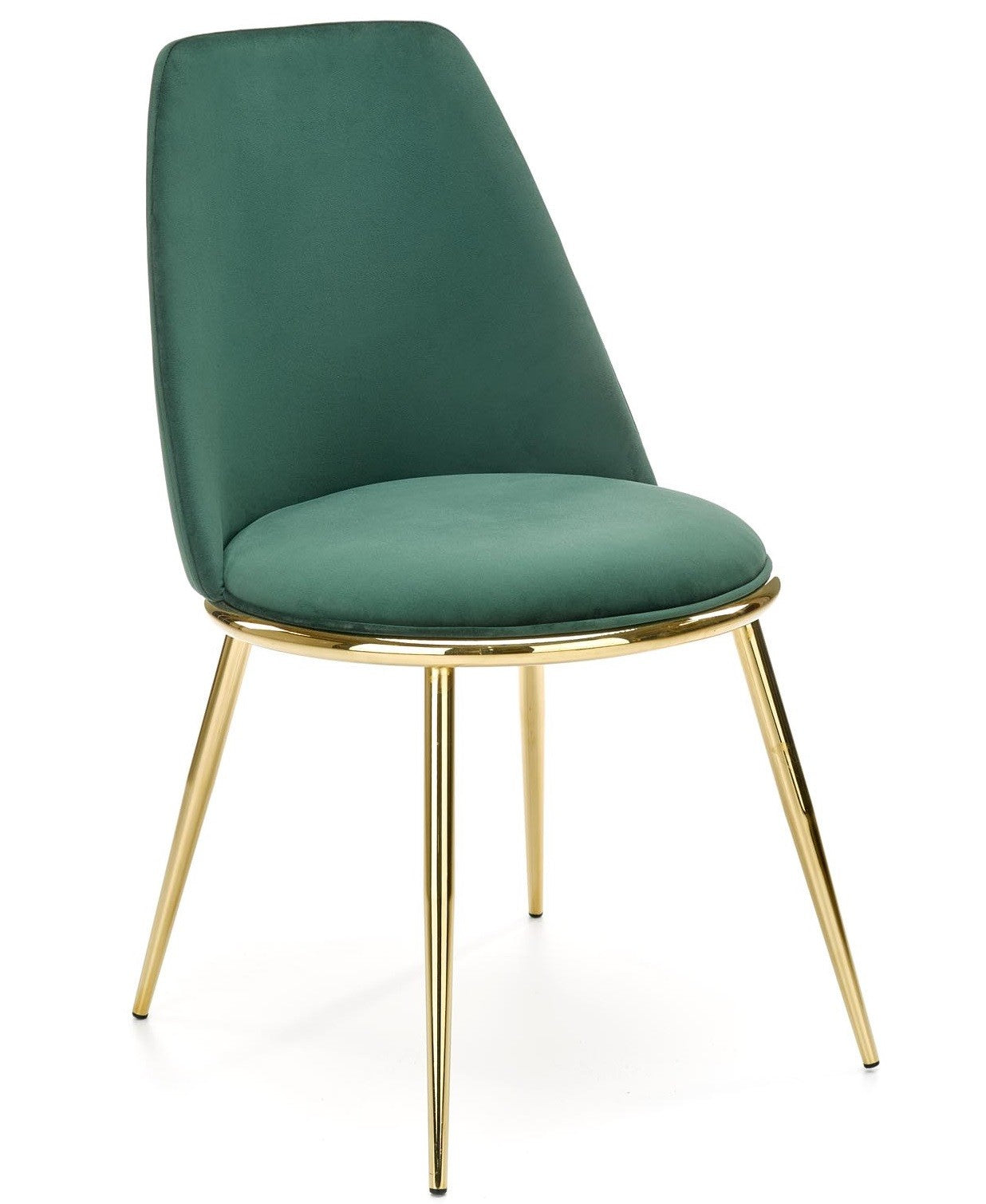 Cadeira TAVIRA metal, cromo dourado, tecido veludo verde escuro