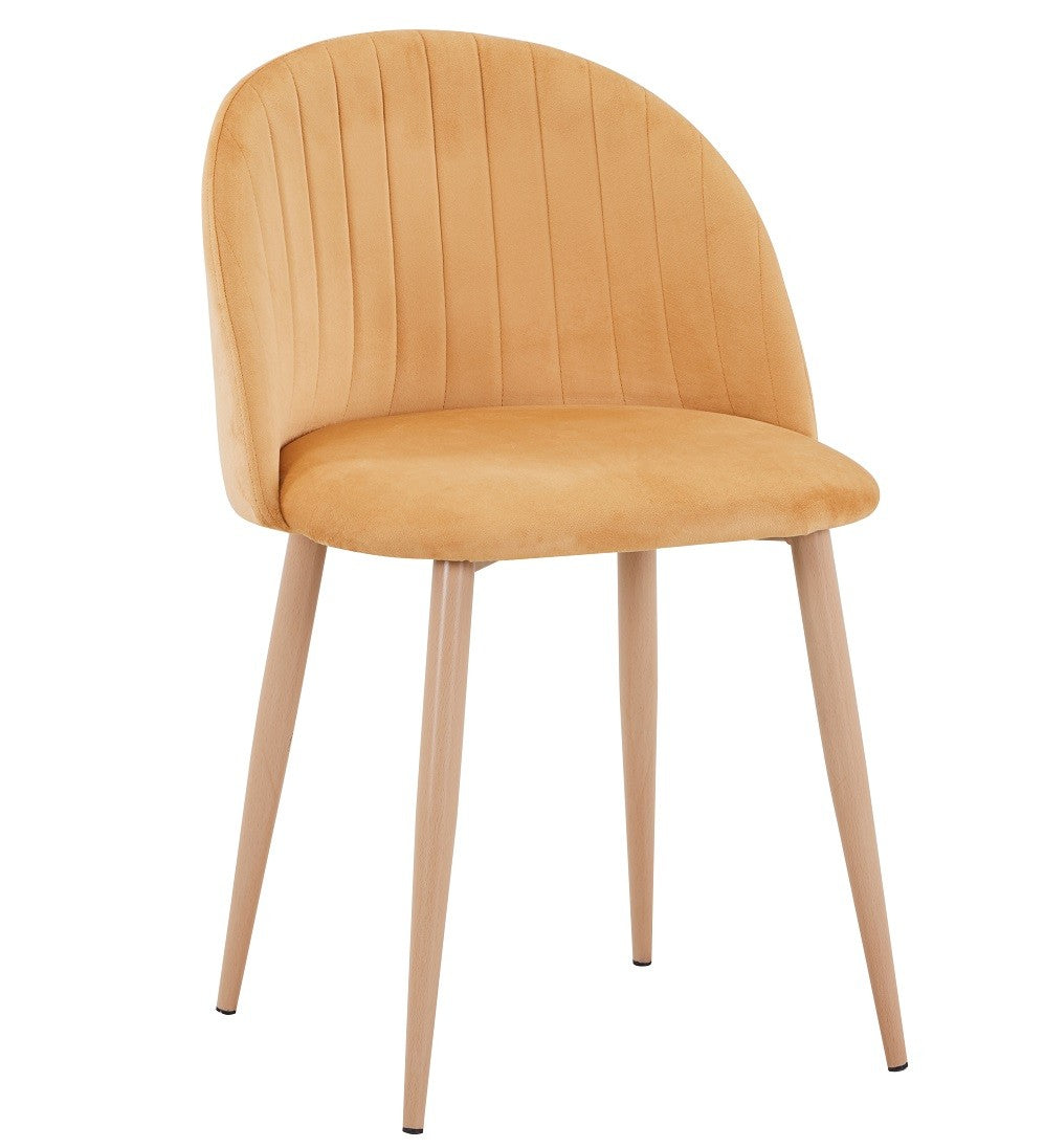 Cadeira VELVET NEW, base de metal, tecido veludo amarelo mostarda 42